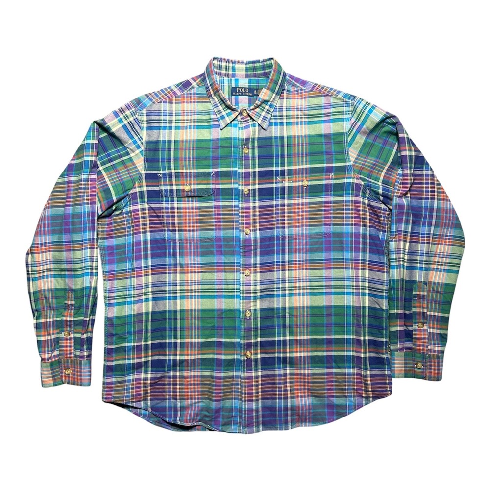 Polo Ralph Lauren Mens XL Plaid Button Down Work Shirt Multicolor Long Sleeve